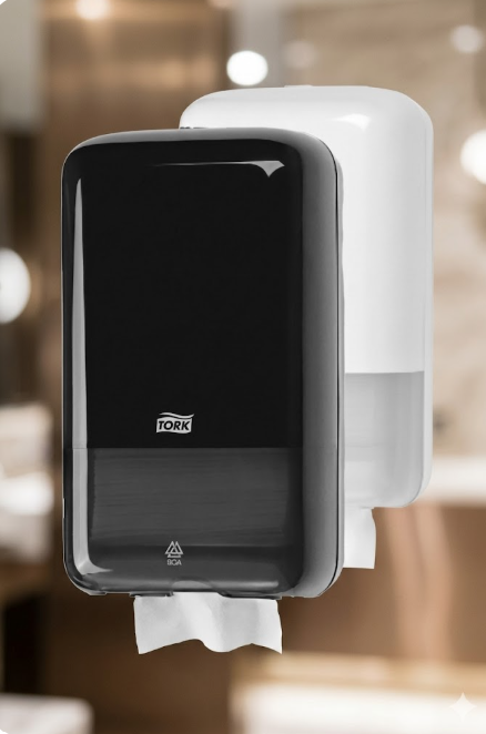 מתקן קיר לנייר טישו איכותי ויפה במיוחד בצבע שחור.