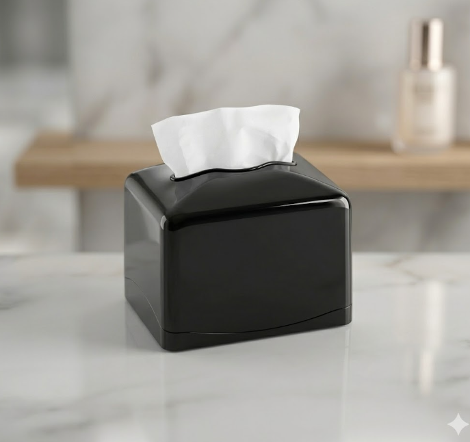 מתקן שולחני לנייר טישו איכותי ויפה בצבע שחור.